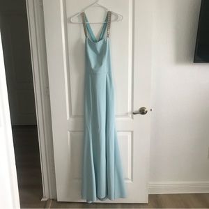 Light blue Prom dress with jewelry back
